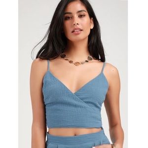 Lulu’s | Blue Cropped Tank Top | NEW WITH TAGS